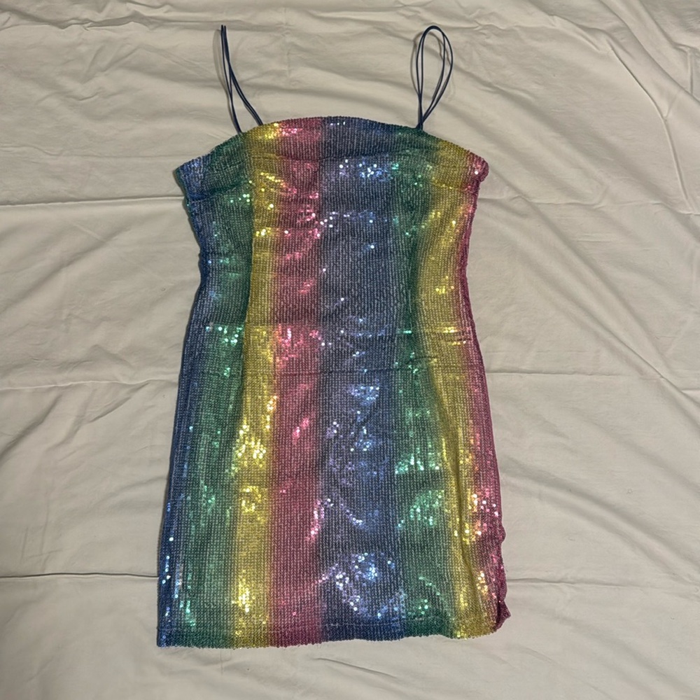 Rainbow Sequin Nasty Gal Dress